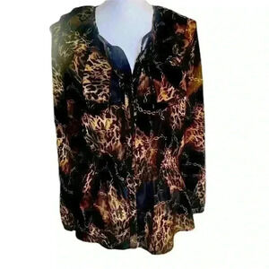Miss Tina blouse 16-18 XL. Worn once. Long sleeve silky material. Elastic waist